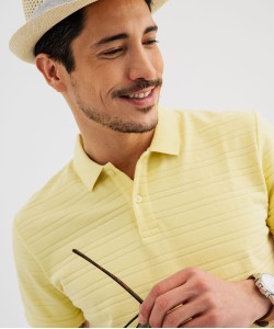 Polo manches courtes à rayures texturées homme